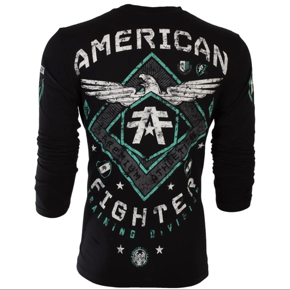 American Fighter Mens Long Sleeve Shirt ABRAHAM Premium Athletic Black S-3XL - Picture 2 of 13